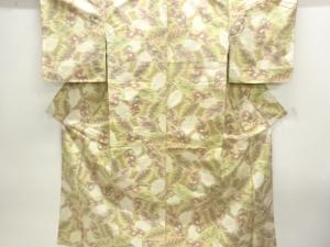 未使用品　葉模様織り出し手織り紬着物